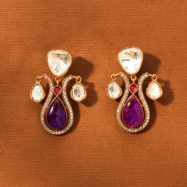 Kundan Classic Earring With Gold Plating 351854