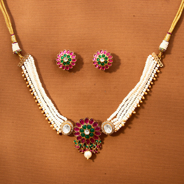 Kundan Bandhai Necklace With Gold Plating 351867