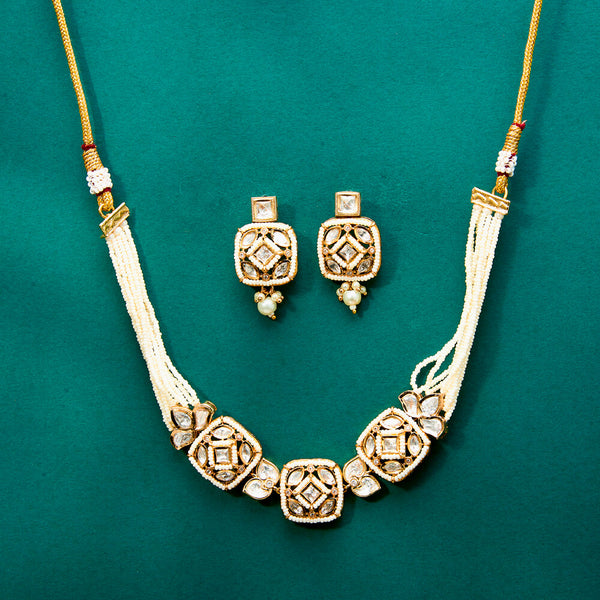 351889 Kundan Bandhai Necklace With Gold Plating