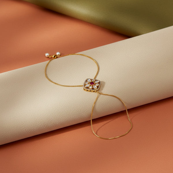 351982 Kundan Classic Hath Pan With Mehndi Plating