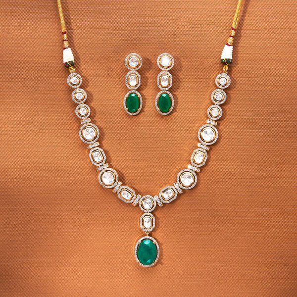 352036 Kundan Classic Necklace Set With Gold Plating