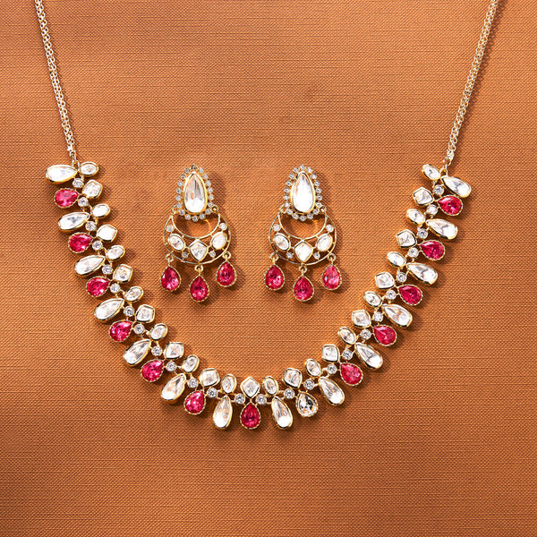 352037 Kundan Classic Necklace Set With Gold Plating