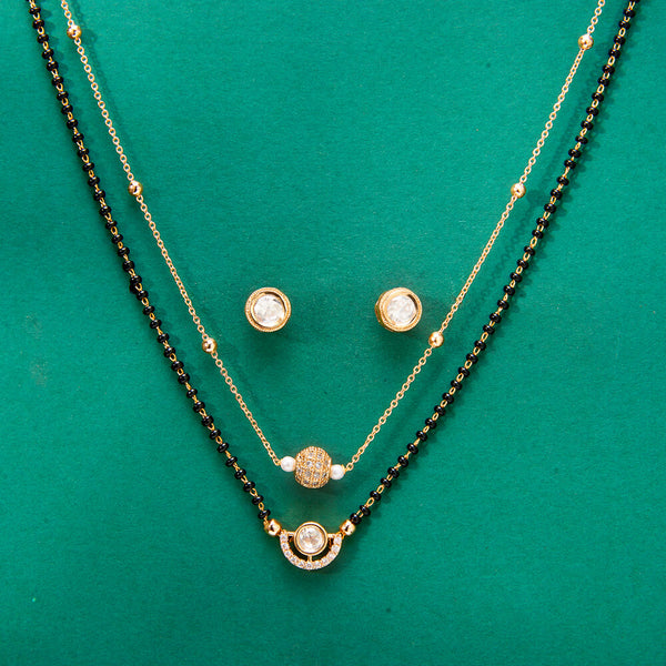 352101 Kundan Delicate Mangalsutra With Gold Plating