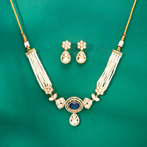 352104 Kundan Classic Necklace Set With Gold Plating