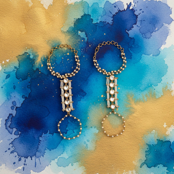 352126 Kundan Classic Hath Pan With Mehndi Plating