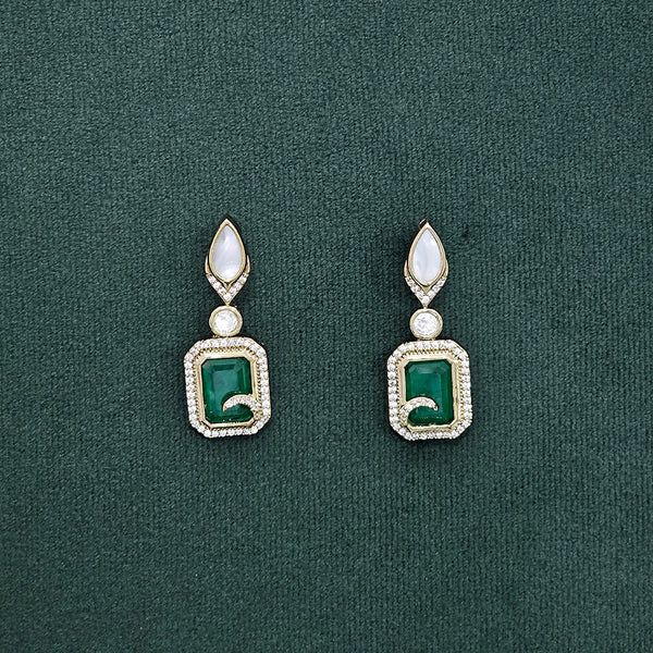 352166 Kundan Mother Of Pearl Earring With Victirian Plating