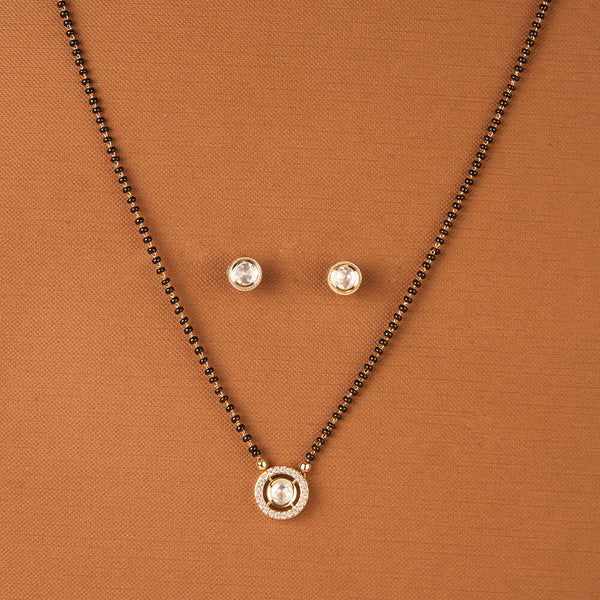 352177 Kundan Delicate Mangalsutra With Gold Plating