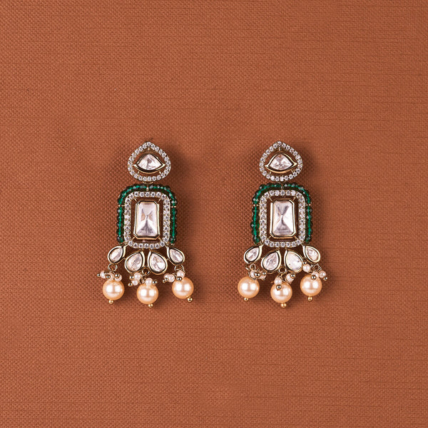 352191 Kundan Classic Earring With Mehndi Plating