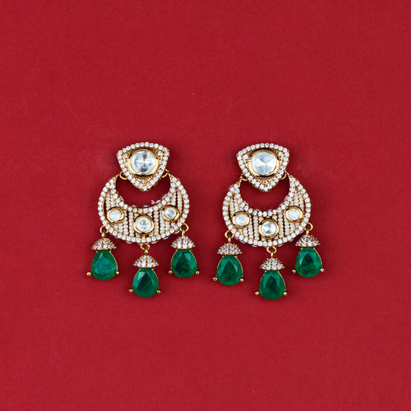 352238 Kundan Classic Earring With Mehndi Plating