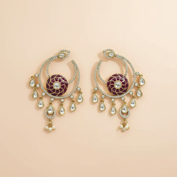 352346 Kundan Classic Earring With Mehndi Plating