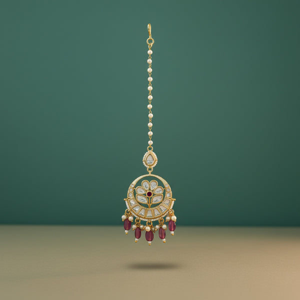 352348 Kundan Classic Tikka With Gold Plating