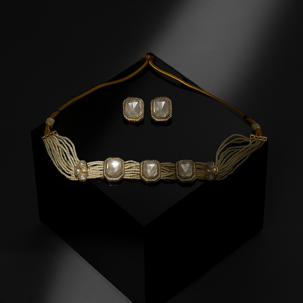 352419 Kundan Classic Necklace Set With Gold Plating