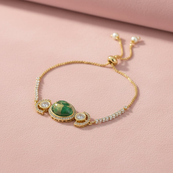 352421 Kundan Adjustable Bracelet With Gold Plating