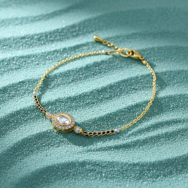 352447 Kundan Classic Bracelet With 2 Tone Plating