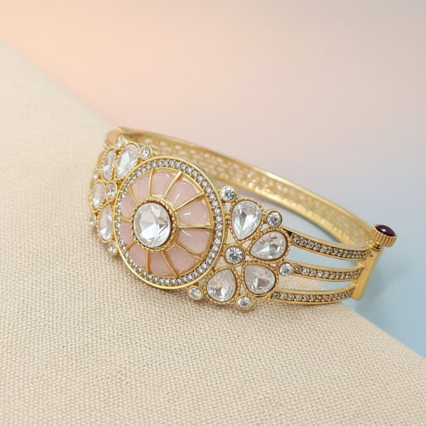 352449 Kundan Openable Kada With Carat Plating