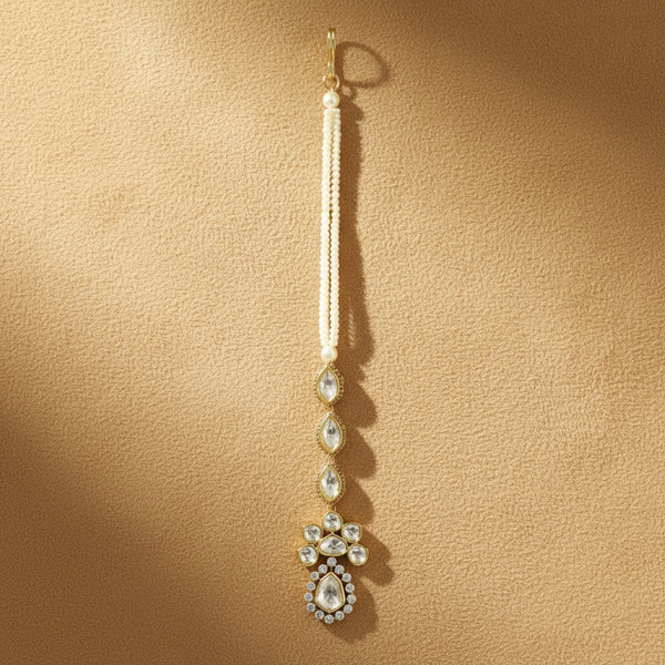 352459 Kundan Delicate Tikka With Mehndi Plating