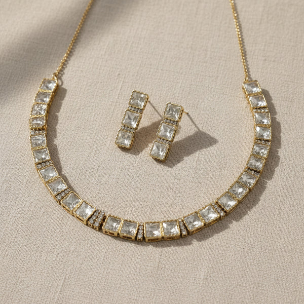 352466 Kundan Classic Necklace Set With Mehndi Plating