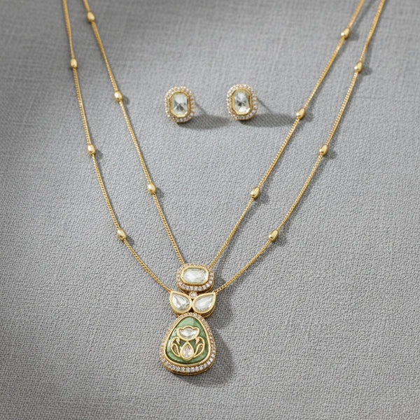 352485 Kundan Chain Pendant Set With Carat Plating