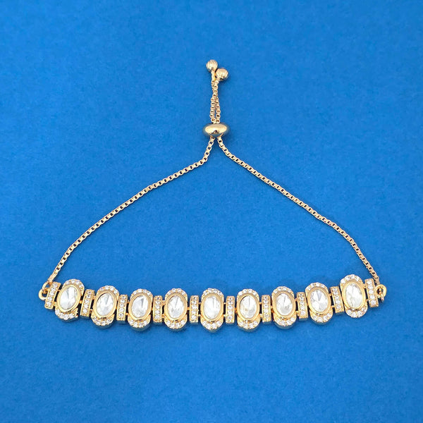 352493 Kundan Adjustable Bracelet With Mehndi Carat Plating