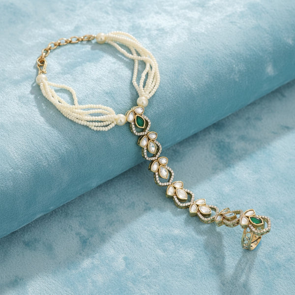 352525 Kundan Classic Hath Pan With Mehndi Plating