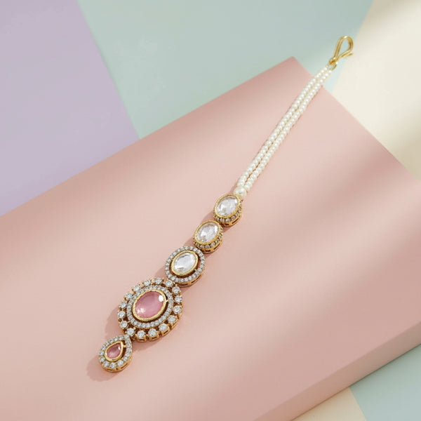 352527 Kundan Classic Tikka With Mehndi Plating