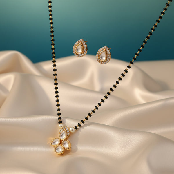 352595 Kundan Classic Mangalsutra With Carat Gold Plating