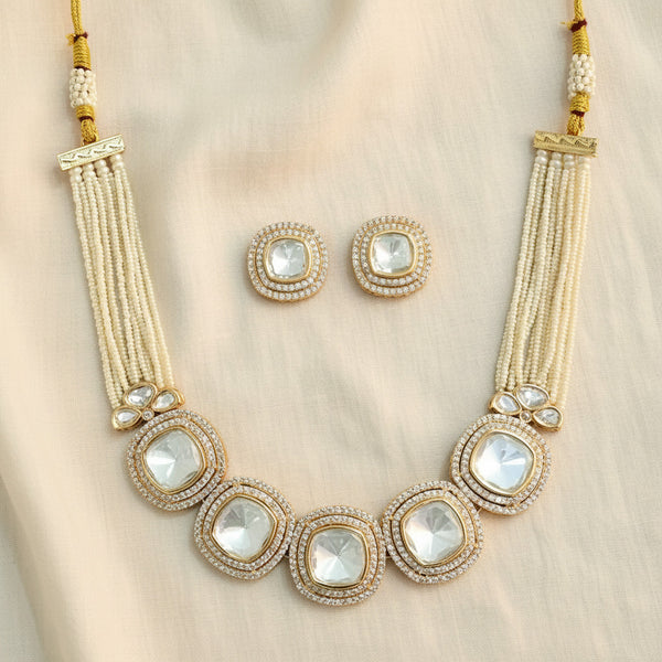 352609 Kundan Classic Necklace Set With Carat Gold Plating