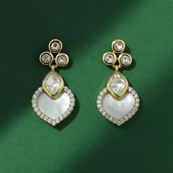 352622 Kundan Classic Earring With Mehndi Plating