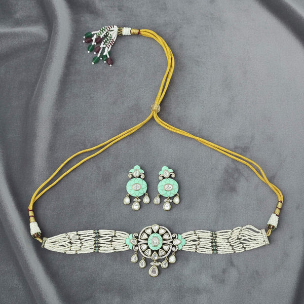 352661 Kundan Classic Necklace With Mehndi Plating