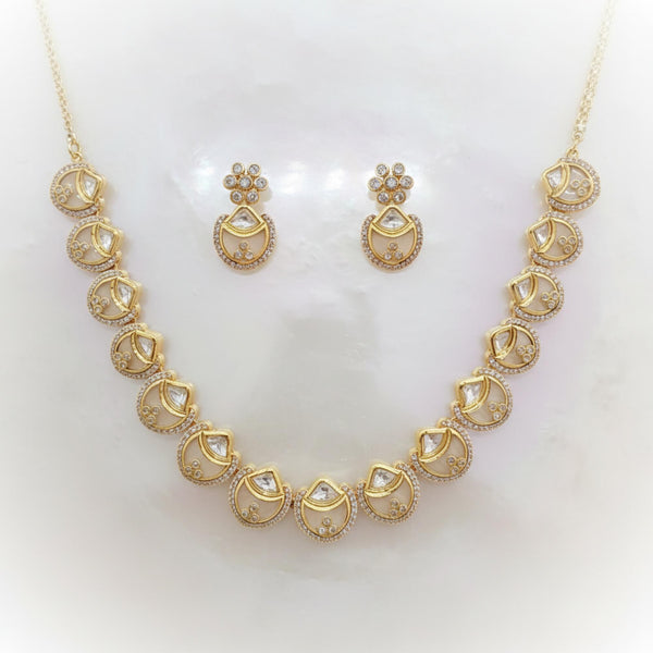 352682 Kundan Classic Necklace Set With Carat Gold Plating