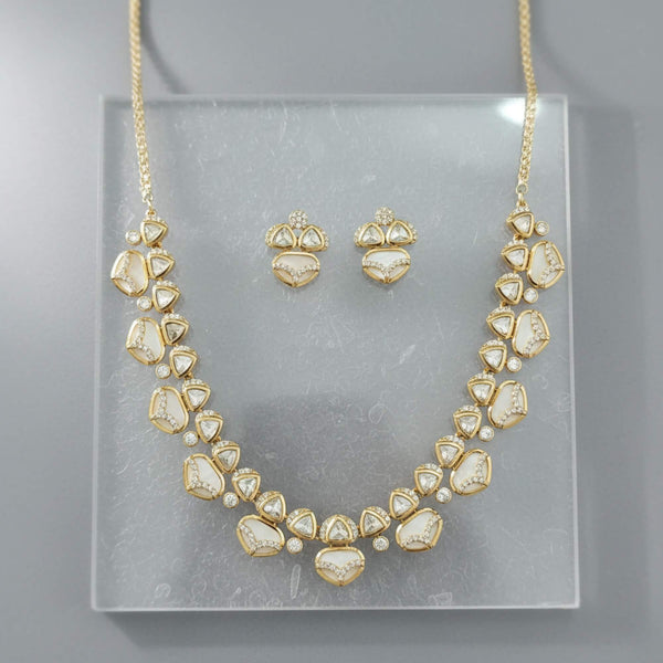 352683 Kundan Classic Necklace Set With Carat Mehndi Plating