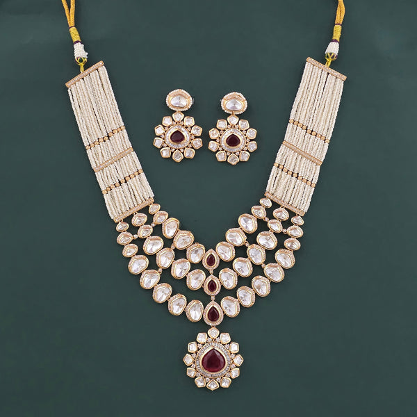 352690 Kundan Classic Necklace Set With Carat Gold Plating