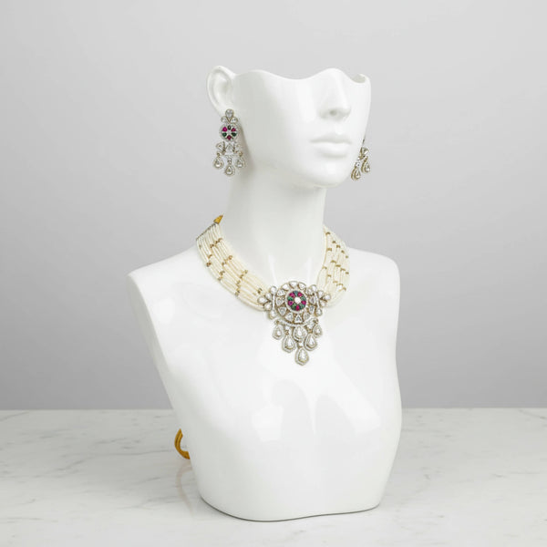 352692 Kundan Classic Necklace Set With Mehndi Plating