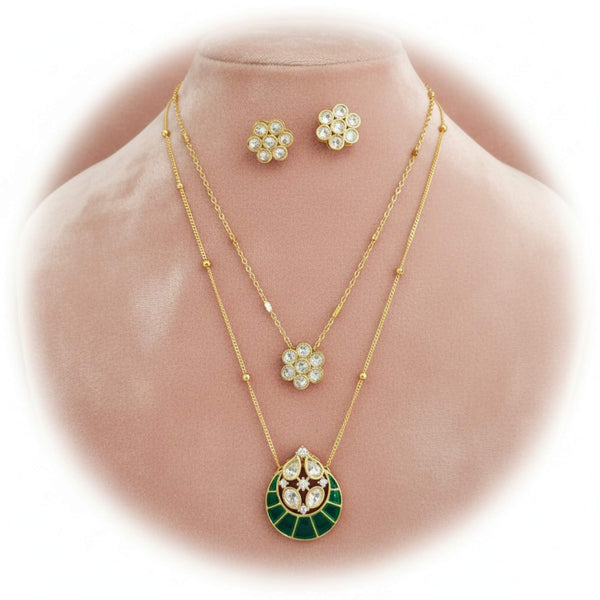 352697 Kundan Classic Pendant Set With Carat Gold Plating