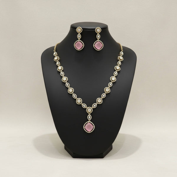 352699 Kundan Classic Necklace Set With Mehndi Plating