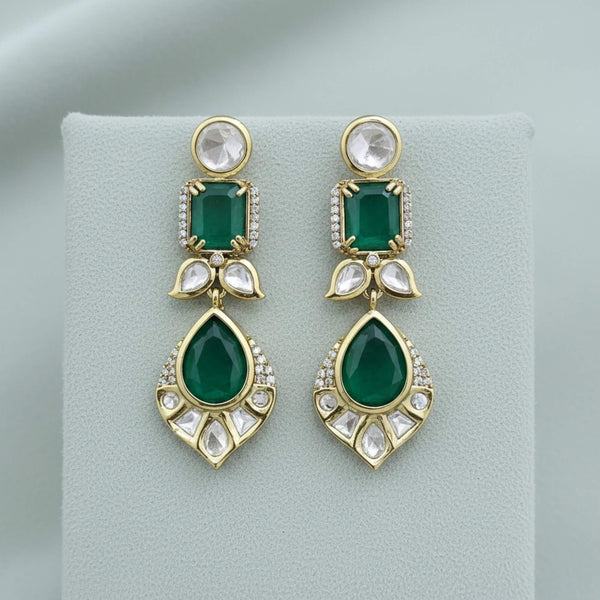 352705 Kundan Classic Earring With Mehndi Plating