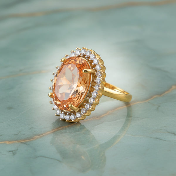 405168 Cz Classic Ring With 2 Tone Plating