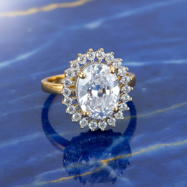 405173 Cz Classic Ring With 2 Tone Plating