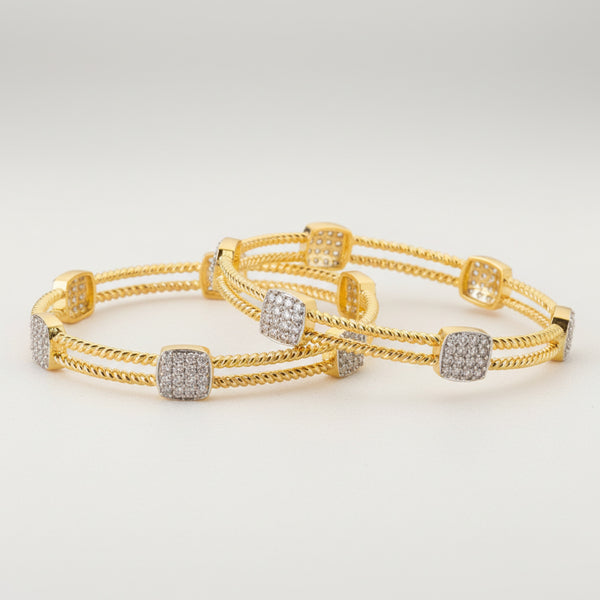 408174 Cz Classic Bangles With 2 Tone Plating