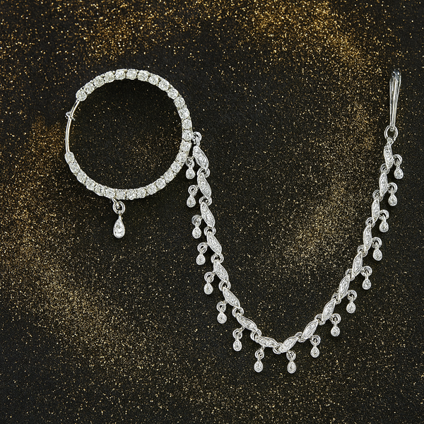 412372 American Diamond Classic Nose Ring With Gold Rose Gold Plating