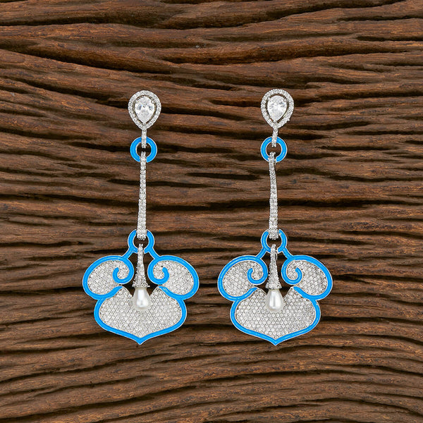 Cz Classic Earring With Rhodium Plating 414225