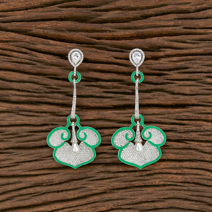 Cz Classic Earring With Rhodium Plating 414225