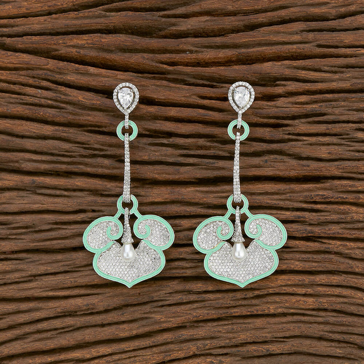 Cz Classic Earring With Rhodium Plating 414225