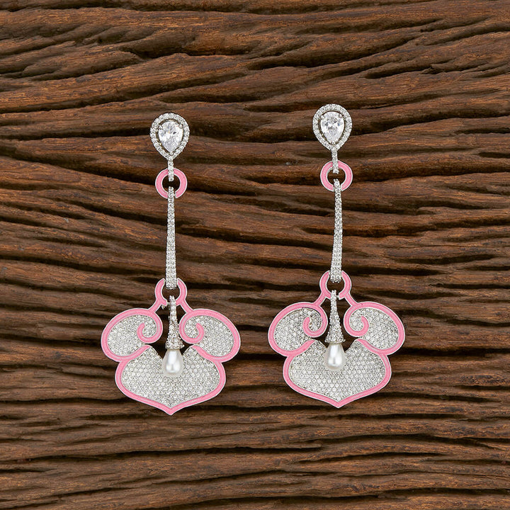 Cz Classic Earring With Rhodium Plating 414225