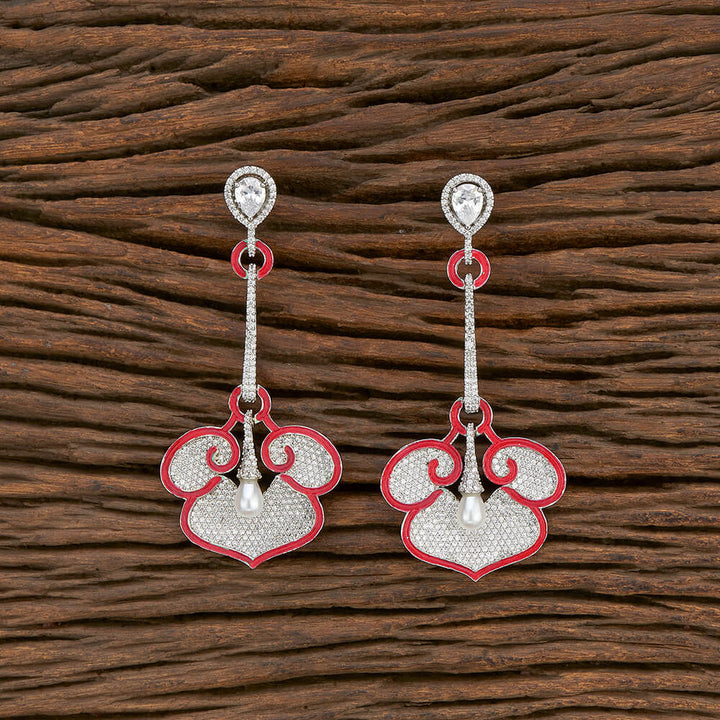 Cz Classic Earring With Rhodium Plating 414225