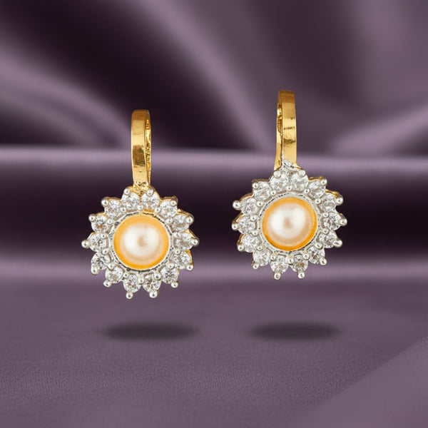 414406 Cz Delicate Nose Ring With 2 Tone Plating