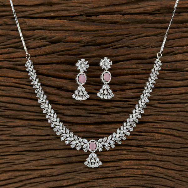 Cz Classic Necklace With Rhodium Plating 415224