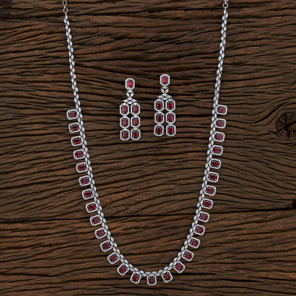 Cz Long Necklace With Rhodium Plating 416049