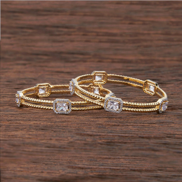 416408 Cz Classic Bangles With 2 Tone Plating