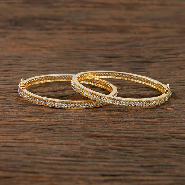 Cz Openable Bangles With 2 Tone Plating 417111